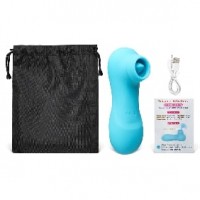 Vibrating & Sucking Vibrator with Tongue, 12-Speed, Medical Grade Silicone, Waterproof, Rechargeable, LIGHT BLUE